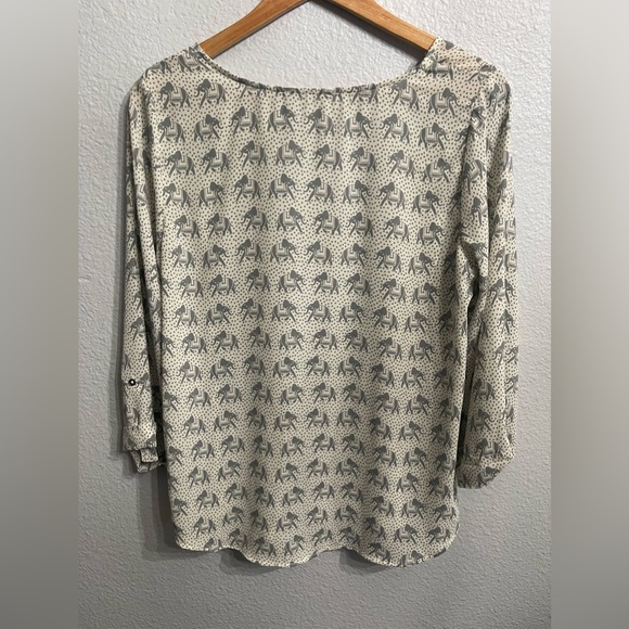 EUC L Elephant Print Blouse - Picture 2 of 8